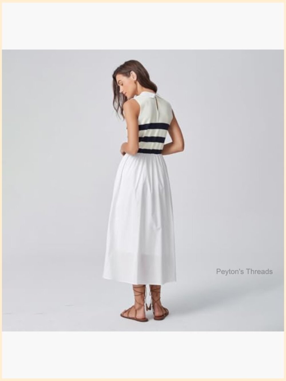 Sleeveless Striped Knit Midi Dress with Keyhole Back - Picture 5 of 7